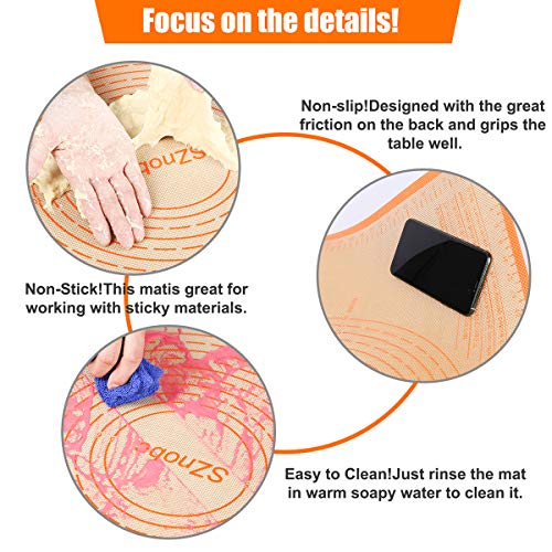 Silicone Pastry Mat 36'' By 24'' Extra Large Baking Mat with Measurements for Dough Rolling, Kneading Board, Kitchen Counter Mats for Dough, Pastry, Fondant, Pie Crust, Cookies, Bread, Pasta, Pizza