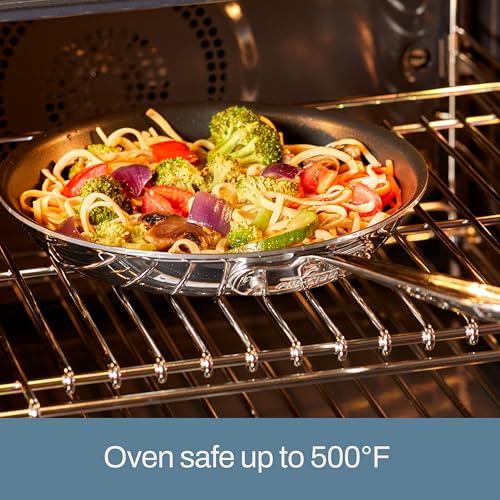 All-Clad D3 9 Inch Stainless Steel Pro Non Stick Frying pan, 3-Ply Stainless Steel Pan, Induction, Oven Broiler Safe 500F, Pancake Egg Pan, Skillet, Professional Cookware, Silver