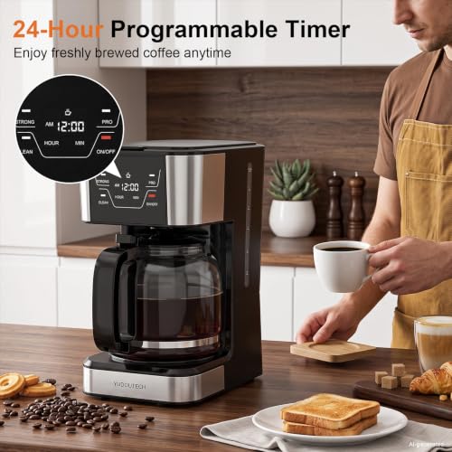 12-Cup Touchscreen Drip Coffee Maker,Programmable coffee machine with Timer
