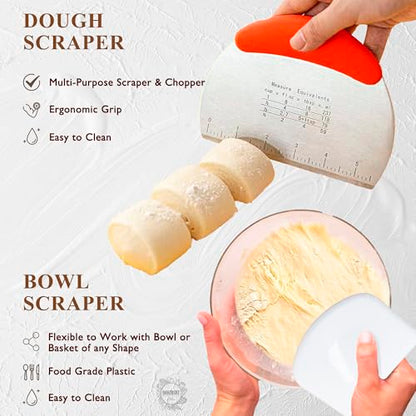 Complete Sourdough Starter Kit, Sourdough Bread Baking Supplies, Banneton Bread Proofing Basket with Sourdough Starter Jar, 9inch Round Bread Proofing Basket, for Bread Baking