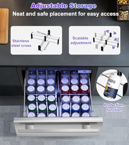 RLPI 3 Drawer Outdoor Beverage Refrigerator Undercounter, Hold 180 Cans 24 inch Weather Proof Stainless Steel Beverage Fridge, Built-in & Freestanding Beverage Cooler Fridge for Soda, Beer, Fruit