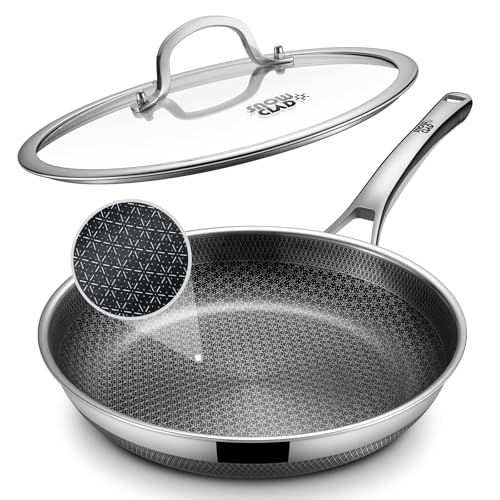 Yonida Non Stick Frying Pans, 12-inch with Lid, Hybrid Fajita Pans Nonstick,non stick Skillets Stainless Steel, Dishwasher & Oven-Safe, Induction Compatible Cooking Pan, PFOA Free Cookware