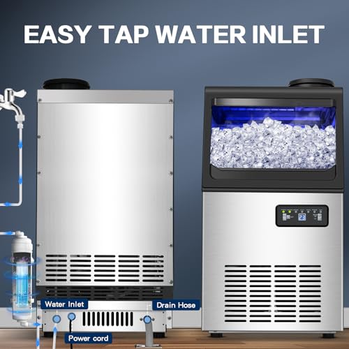 Zomagas 110LBS/24H Commercial Ice Maker Machine Under Counter/Freestanding