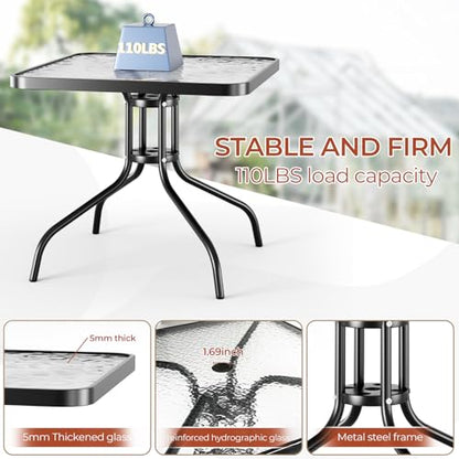 TLSUNNY 5 Pieces Patio Dining Set for 4, Glass Table and Textilene Chair