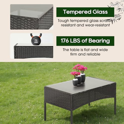 FDW 4-Piece Patio Furniture Set | Red | Outdoor Wicker Furniture