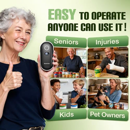 ThriveCan Rechargeable Electric Can Opener – One-Touch for Seniors & Arthritis & Weak Hands, Smooth-Edge Side-Cut, Hands Free & Easy, Ergonomic Design Works on All Can Sizes, Ideal Kitchen Gift Black