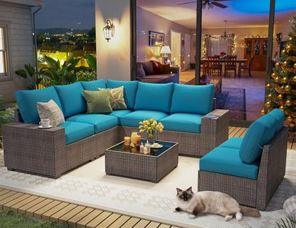 8 Piece outdoor patio sectional furniture set, Modern Modular outdoor sofa