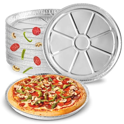 (25 Pack) 12 Inch Aluminum Pizza Pans Disposable Round Foil Focaccia Pan for Individual Personal Pizzas, Giant Size Chocolate Chip Cookie Cake Tin, Large Serving Trays, Platter Tray
