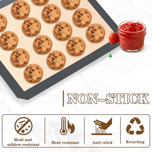 Ninsula Silicon Baking Mats, 16.5"x11.6" 2-Pack Reusable Silicon Baking Mat Sheet, Baking Sheets Non-Stick, Food Safe Baking Mats Can Be Used For Baking Cookies, Bread, Pizzas