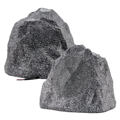 Theater Solutions 2R8G Outdoor Granite 8" Rock 2 Speaker Set for Deck Pool Spa Yard Garden