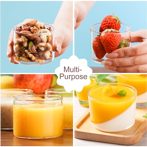 Baalaka Ramekins Oven Safe, Creme Brulee ramekins set of 6, Small Glass Bowls 4oz, Dipping Sauce Cups, Clear Salad Dressing Container and Dessert Bowls for Custard
