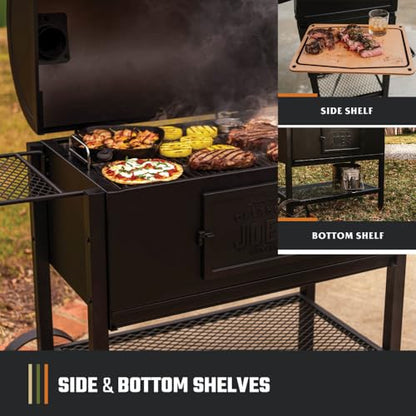 Oklahoma Joe's Judge Charcoal Grill and Smoker with 540 sq in Cooking Area in Black