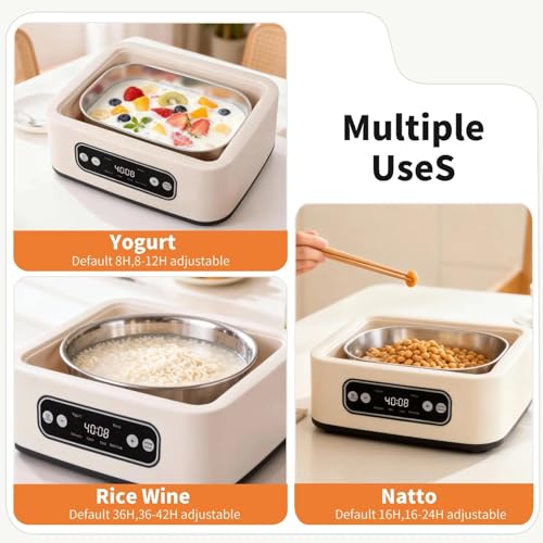 Yogurt Maker with Timer and Temperature Control