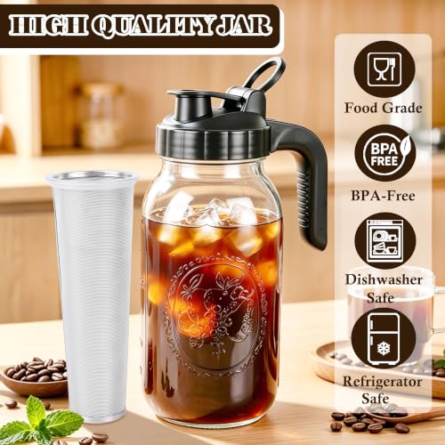 Cold Brew Coffee Maker 64oz Iced Coffee Maker with Stainless Steel Filter