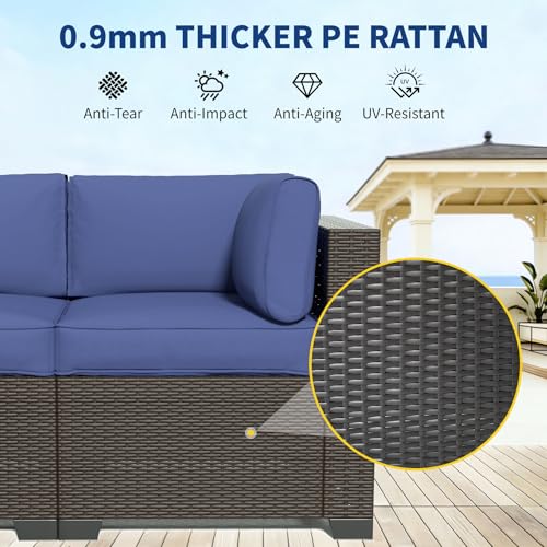 SHGJ&SOFT 7 Piece Patio Furniture Set, Modular Sectional Sofa， Blue