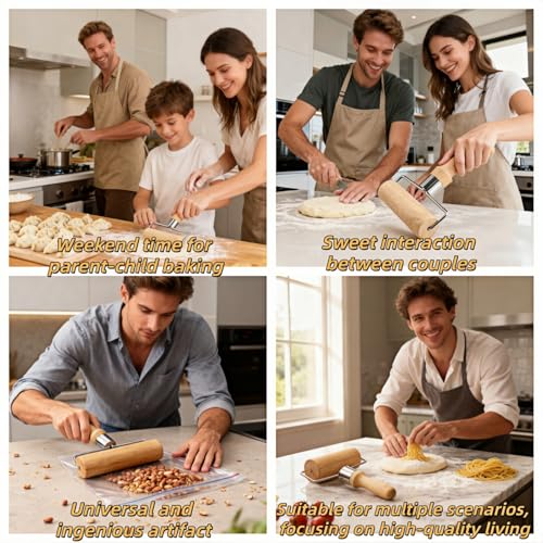 Top Rolling Pins for Pizza&Dough - Non-Stick, Wooden & Easy Clean, Baking, Pastry, Pie, Cookies - Kitchen Must Have,Beechwood Construction, Ergonomic Handles