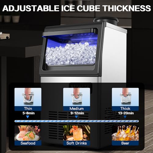 Zomagas 110LBS/24H Commercial Ice Maker Machine Under Counter/Freestanding