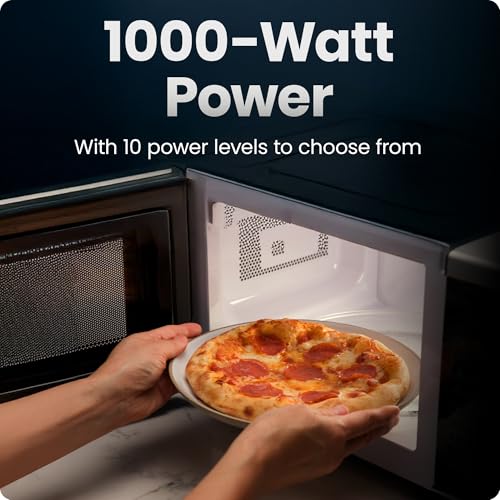 Chefman Countertop Microwave Oven 1.1 Cu. Ft., 1000 Watts with 10 Power Levels, 3 Cooking Presets with One-Touch Express Cook, 2 Defrost Settings, Child Safety Lock, & Mute Button – Stainless Steel