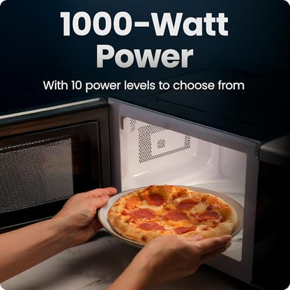 Chefman Countertop Microwave Oven 1.1 Cu. Ft., 1000 Watts with 10 Power Levels, 3 Cooking Presets with One-Touch Express Cook, 2 Defrost Settings, Child Safety Lock, & Mute Button – Stainless Steel