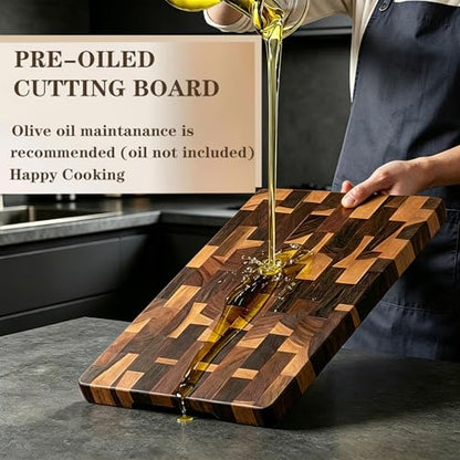 3 Packs Acacia Wood Cutting Board Set，Durable Chopping Board with Built-in Ergonomic Handles & Deep Juice Grooves，Block for Kitchen Prep & Charcuterie Serving