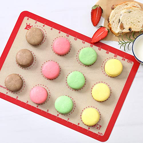 GUANCI Silicone Baking Mat Set of 6, Includes 25"x17.5" Large, 2 Medium 16.5"x11.6", 2 Small 11.75"x8.25", 9" Round, All Mats 0.70mm Thick, Non-Stick Reusable Baking Mats for Pizza, Cookie, Bread