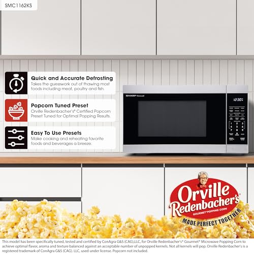 SHARP Countertop Microwave Oven with Removable 12.4" Carousel Turntable, 1000 Watt, 1.1 Cubic Feet, Stainless Steel