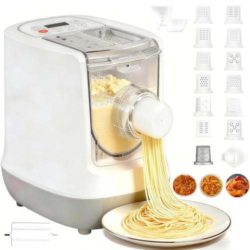 Electric Pasta Maker, Automatic Pasta Maker Machine, Comes with 13 Types Shapes & 650g Flour Large Capacity, Electric Noodle Machine for Spaghetti, Fettucine and Macaroni, Easy to Clean
