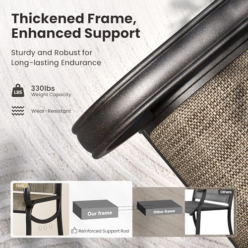 PHI VILLA 5 Pcs Patio Dining Set for 4, Round Metal Table & Mesh Chairs