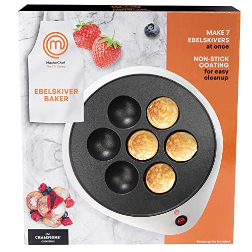 MasterChef Electric Ebelskiver Maker Delicious Homemade Japanese Takoyaki, Donut Holes, Cake Pops, Octopus Balls, Aebleskivers, Danish- Nonstick Easy Clean Appliance, Fun Gift