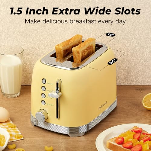 Culinaid Toaster 2 Slice Retro Stainless Steel, Yellow