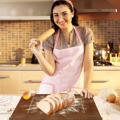 24" x 20" Wooden Pastry Board with Lip - Large Dough Board for Kneading, Rolling, & Baking, Wood Bread Board for Countertop, Cutting Board, Perfect Pastry Baking Board for Kitchen