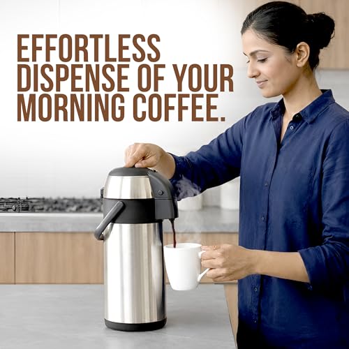 Coffee Carafe Insulated 102 OZ / 3L Stainless Steel Hot Beverage Dispenser, Airpot Coffee Dispenser with Pump, Thermal Coffee Carafe for Hot Liquids, Coffee Carafes for Keeping Hot Drink Dispenser