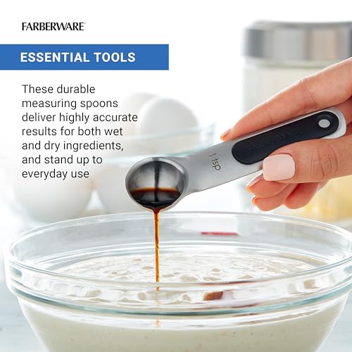 Farberware Professional Stainless SteelMeasuring Spoons Precision and Ease in Every Scoop, Features Magnetic Handles for Easy Storage, Dishwasher Safe