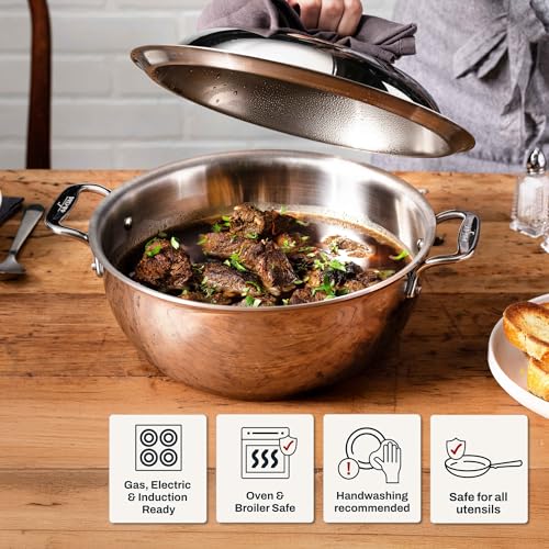 All-Clad D3 3-Ply Stainless Steel Dutch Oven 5.5 Quart Induction Oven Broiler Safe 600F Pots and Pans, Cookware Silver