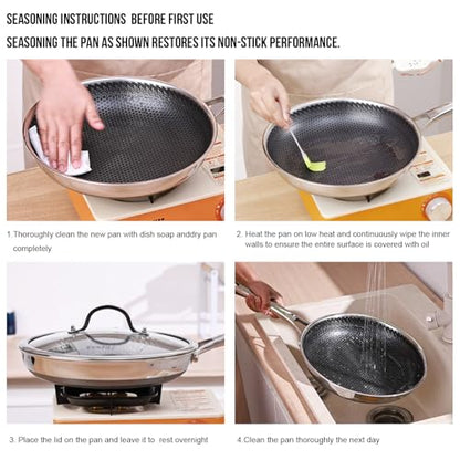 EvoFar 10 Inch Hybrid Nonstick Frying Pan, Stainless Steel Pan Non Stick Skillet, PFOA Free Cookware, Non Toxic Chef's Pan, Compatible with Electric, Gas and Induction, with Lid