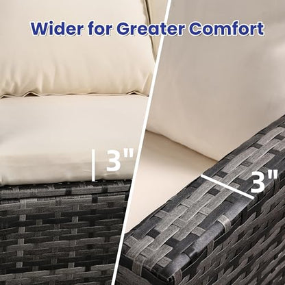 FHFO 4 Piece Patio Furniture Set, Outdoor Wicker Sectional Sofa Set
