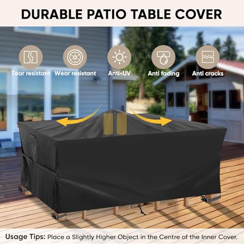 BALEINE Patio Furniture Covers, Outdoor Furniture Covers Waterproof, Heavy Duty Oxford Patio Table Cover for Outdoor Table, Chair, Sofa, Desk (Black, 108"L x 82"W x 28"H)