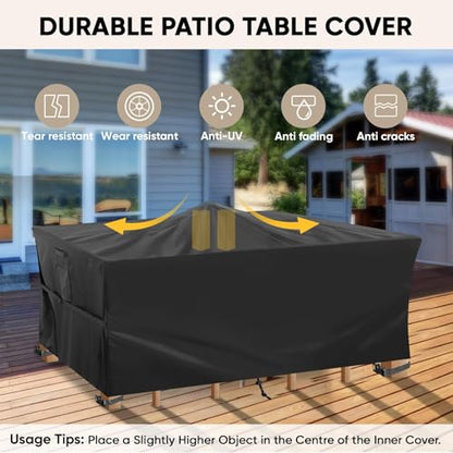 BALEINE Patio Furniture Covers, Outdoor Furniture Covers Waterproof, Heavy Duty Oxford Patio Table Cover for Outdoor Table, Chair, Sofa, Desk (Black, 108"L x 82"W x 28"H)