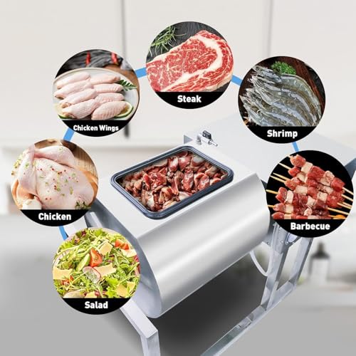 Meat Tumbler Marinator, 36lb/18L Vacuum Tumbler Marinating Machine Stainless Steel Vacuum Curing Machine for Chicken Steak Pork, Three-Speed Bidirectional Rotation Food Processing