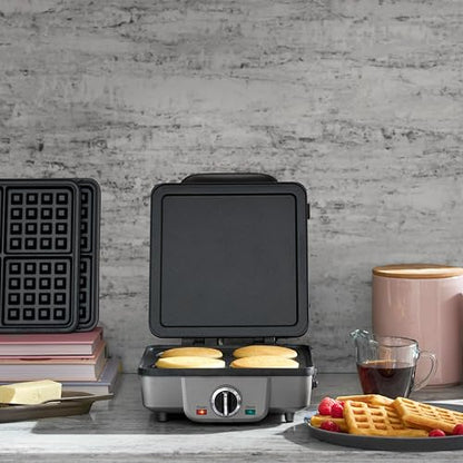 Cuisinart Belgian Waffle Maker with Pancake, Nonstick Plates, 6 Browning Levels, Ready Indicator Lights, Temperature Control, Deep Waffle Pockets, Brushed Stainless, WAF-300NAS