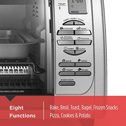 Black+Decker Countertop Convection Toaster Oven, 8 One-touch Cooking Functions, Stainless Steel