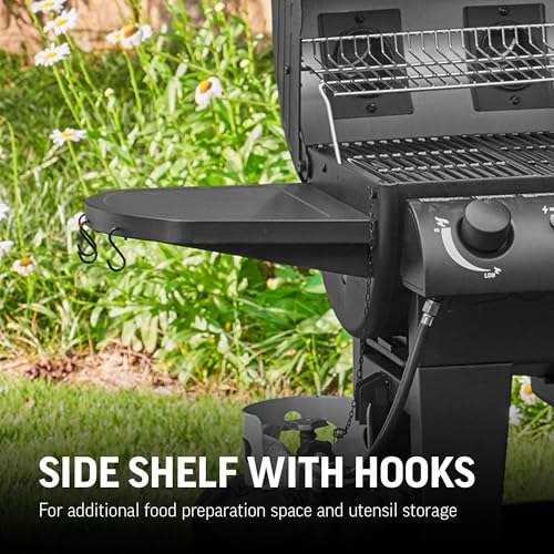 Char-Griller® Dual-Function 2-Burner 24,000 BTU Propane Gas and Charcoal Combination Grill and Smoker with 870 Cooking Square Inches in Black, Model E5030