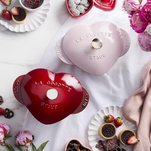 Staub Ceramic 3-pc Mini Heart Cocotte Set - Cherry, Pink, White