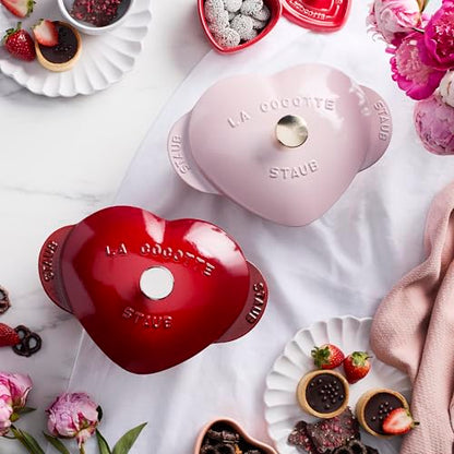 Staub Ceramic 3-pc Mini Heart Cocotte Set - Cherry, Pink, White