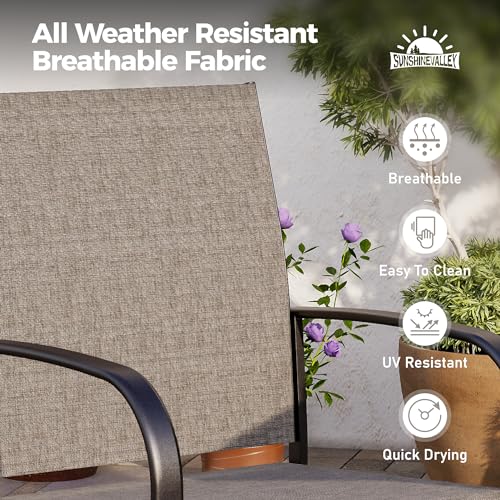SUNSHINE VALLEY Patio Dining Set 9 PCS, 8 Stable Outdoor Dining Chairs with Rectangular Dining Table, Patio Table and Chairs Set for Lawn,Deck and Backyard