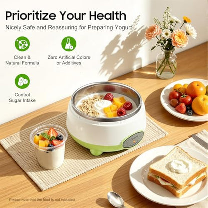 Yogurt Maker Electric, 1L Homemade Probiotic Yogurt Machine, Small Countertop Rice Wine Natto Maker, White Green
