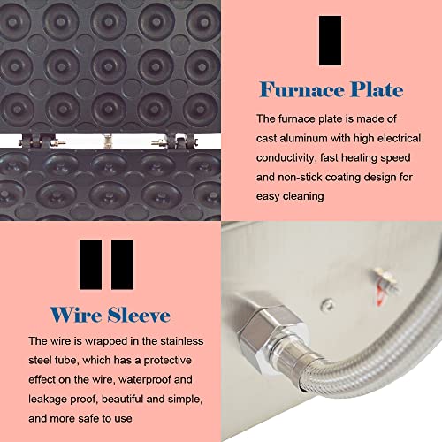 INTBUYING 15Pcs Mini Dount Maker Machine Commercial Electric Waffle Donut Machine 0℃-300℃ 1750W Double-Sided Heating Non-Stick Doughnut Baking Machine 1.85" Snack Maker 110V(1.85" 15 Dounts)