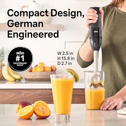 Braun MQ50202M MultiQuick Vario 5 Handheld Blender – 21-Speed Stick with Turbo Boost, Stainless Steel Blades, EasyClick System, 500W, Chopper, Whisk, Masher – Immersion Blender for Smoothies