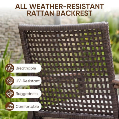 NATURAL EXPRESSIONS 7 Piece Patio Dining Set for 6 Outdoor Furniture Set,6 Pcs Outdoor Rattan Wicker Swivel Chairs with Woodgrain Armrest, 65" Large Dining Table with 1.65'' Umbrella Hole for Garden