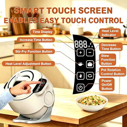lilishangmao Automatic Stir Fry Machine 2000W 6L – Smart Wok with 360° Rotating Non-Stick Pot, Auto Cooking Robot for Hands-Free Stir-Fry, Simmer, Soup, Stew, Tilting Pot Body